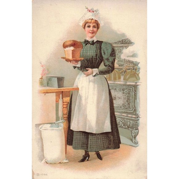 1890's Flour Sack Bread Pan Stove Fox & Ottmyer's Pa Victorian Trade Card 2P1-15 - Picture 3 of 3
